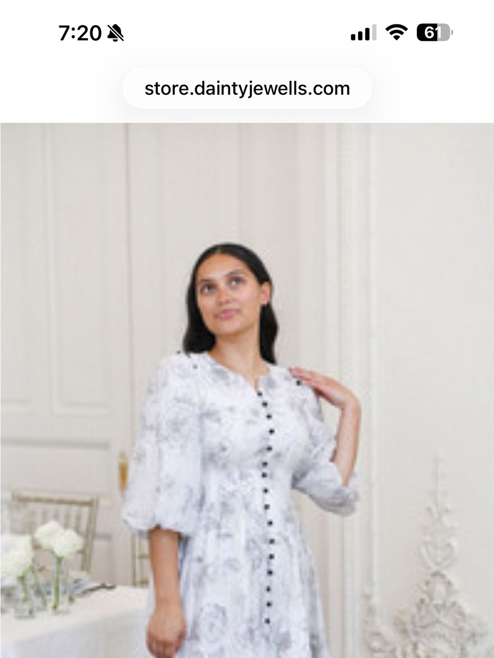 Dainty Jewells White Floral-Print Dress with Black Accents